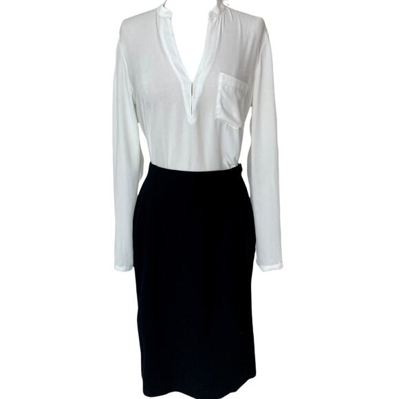 Vintage black wool midi skirt, Jones New York lined side vent career wear - Picture 11 of 11